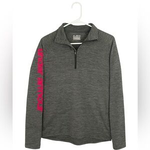 Under Armour -Heat Gear- Gray with Pink Logo - 1/4 Zip Pullover Size XL Girl